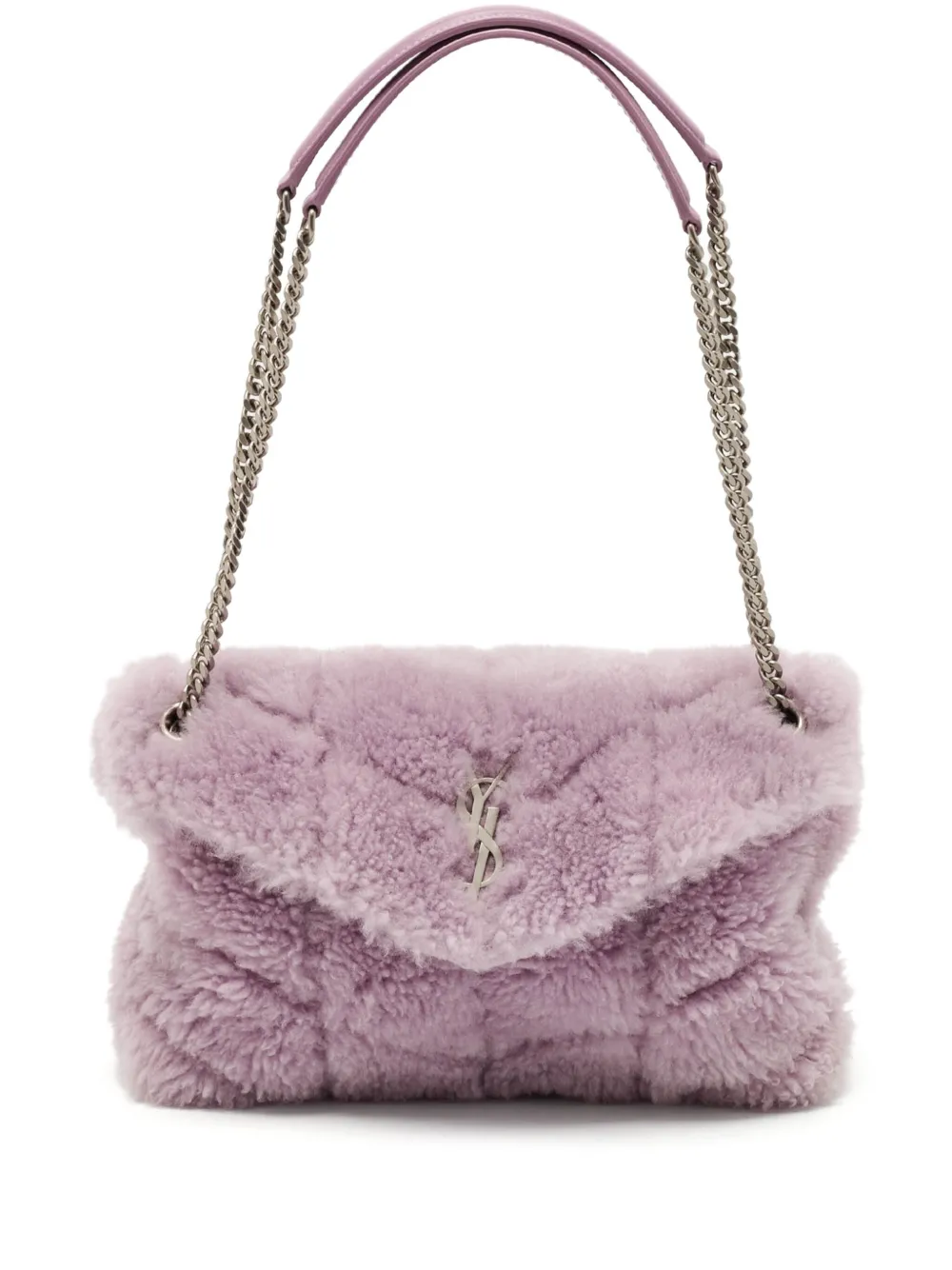 Saint Laurent Pre-Owned faux-fur quilted shoulder bag | Purple | Image 1