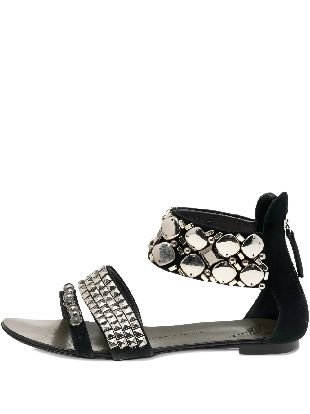 Giuseppe Zanotti Vintage metal studded suede sandals - Nero