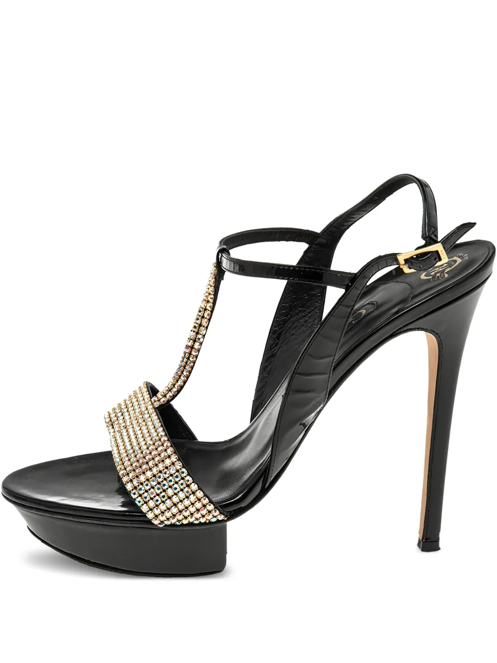 Gina pre-owned 135mm rhinestone-embellished sandals | Black | Image 1