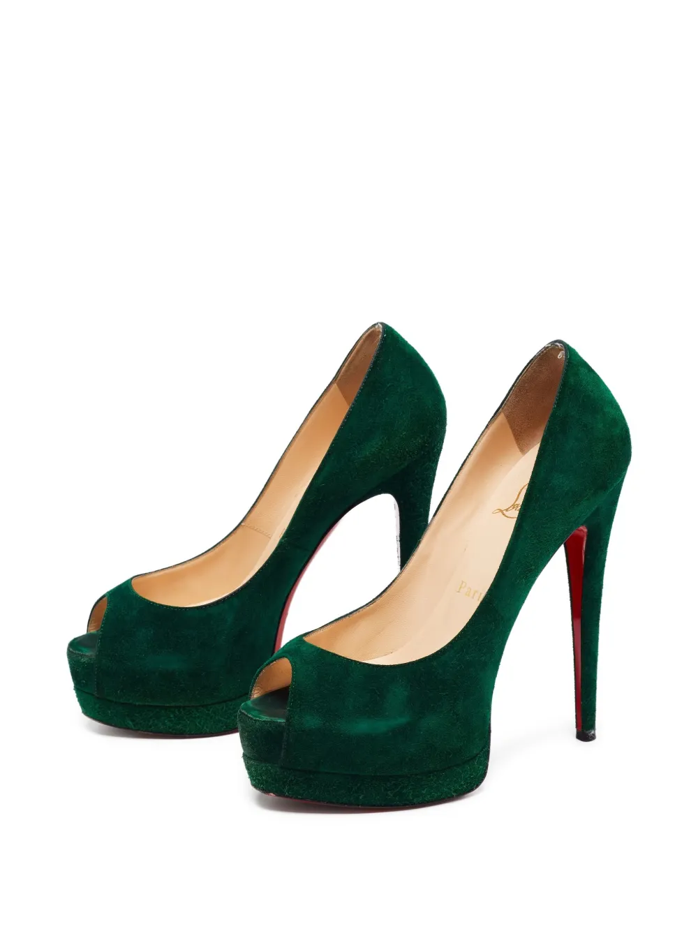 Christian Louboutin Pre-Owned 145 mm suède pumps met hak - Groen