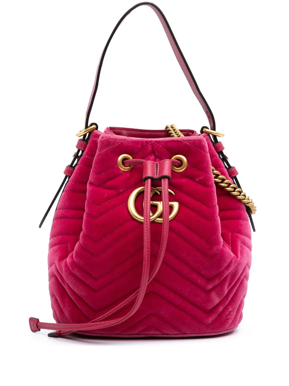 Gucci Pre-Owned 2016-2024 GG Marmont 2.0 Matelasse Velvet bucket bag - Gucci Pre-Owned 2016-2024 GG Marmont 2.0 Matelasse Velvet bucket bag -
