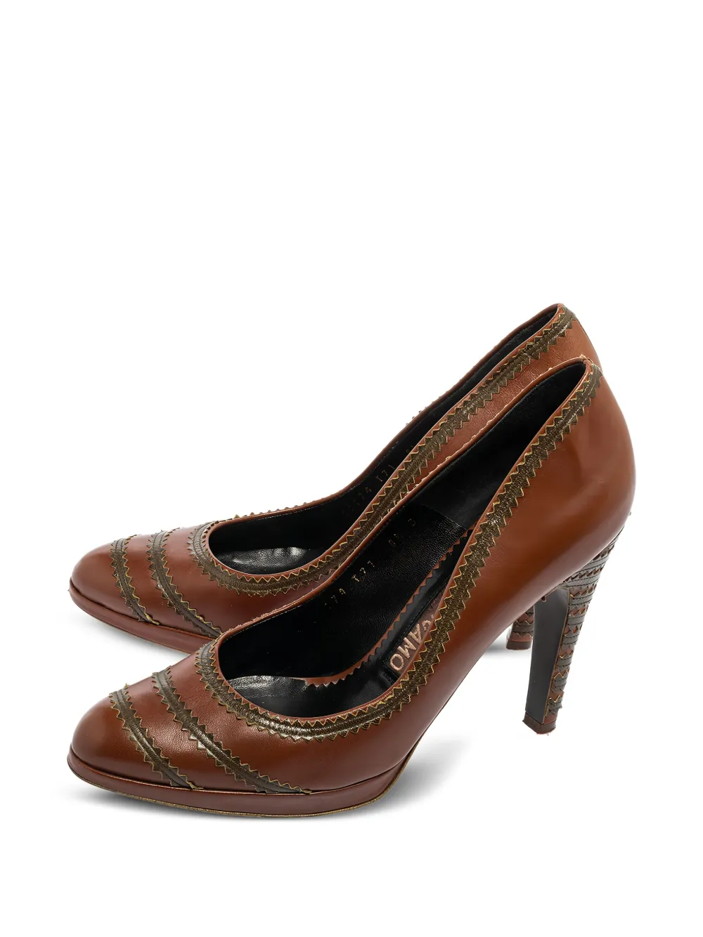 Ferragamo Pre-Owned 110 mm leren pumps met plateauzool - Bruin