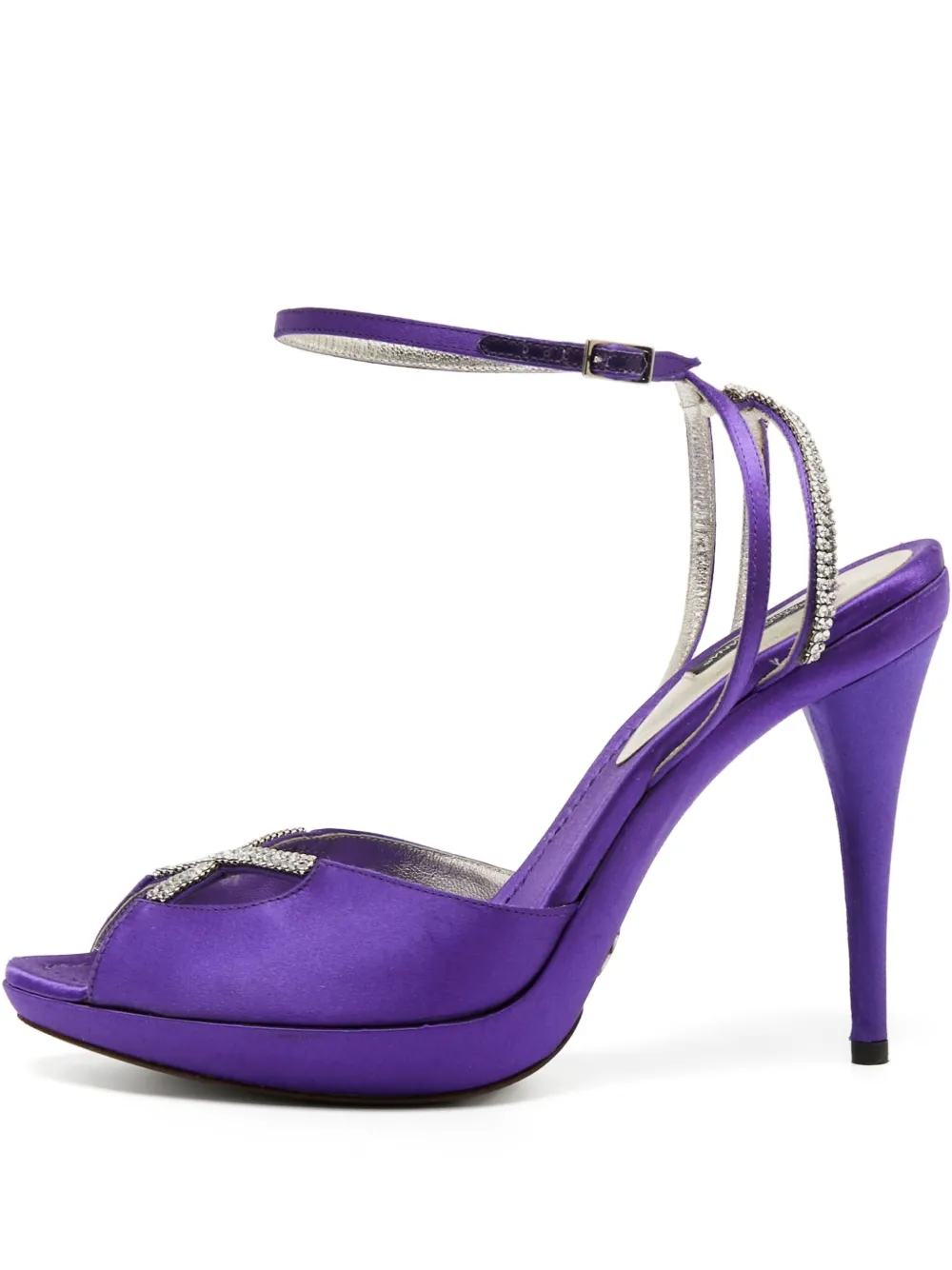 Dolce & Gabbana Pre-Owned 125mm satin crystal-embellished sandals | Purple | Image 1