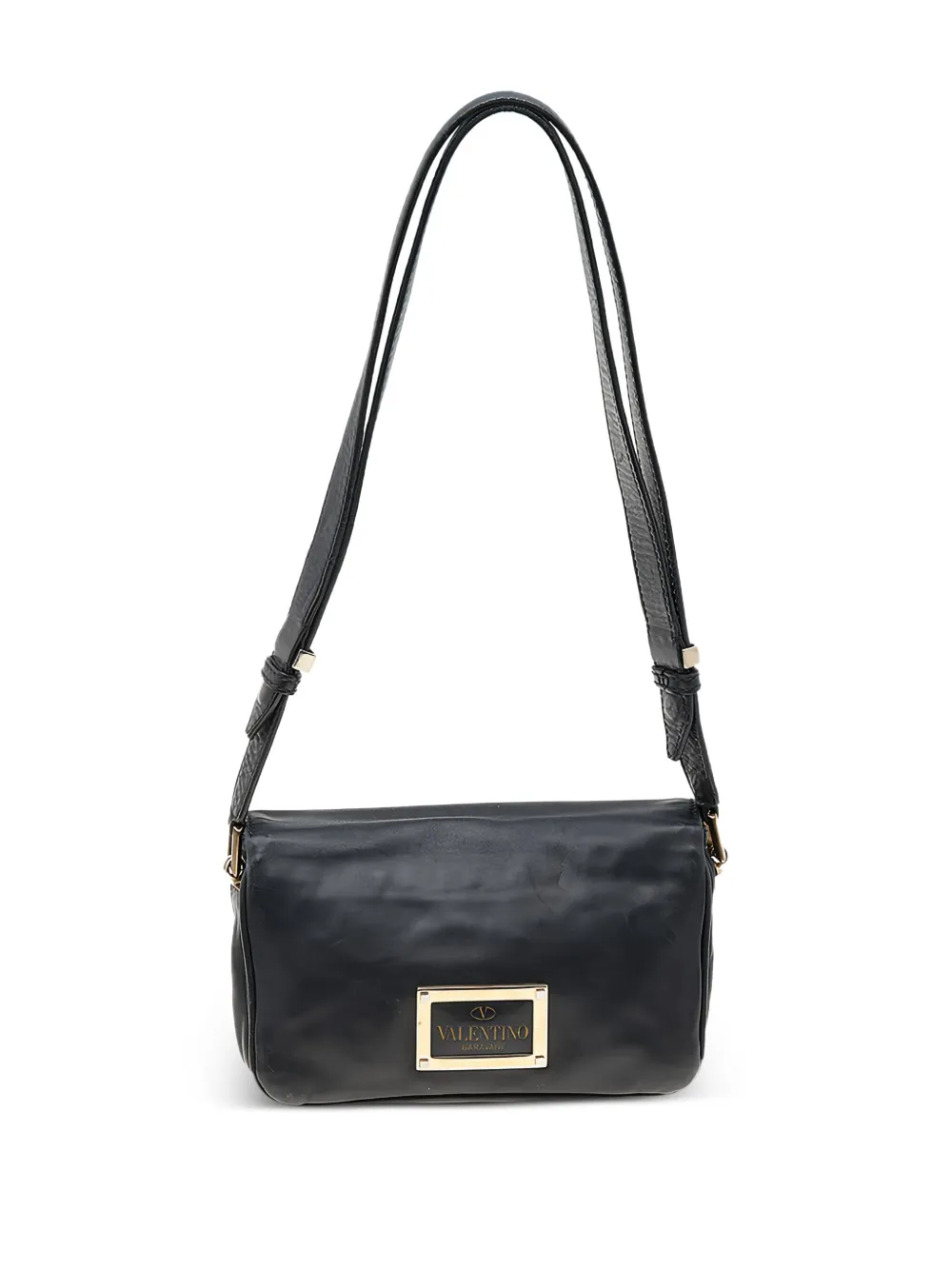 Valentino Garavani Pre-Owned logo-plaque leather shoulder bag | Black | Image 1