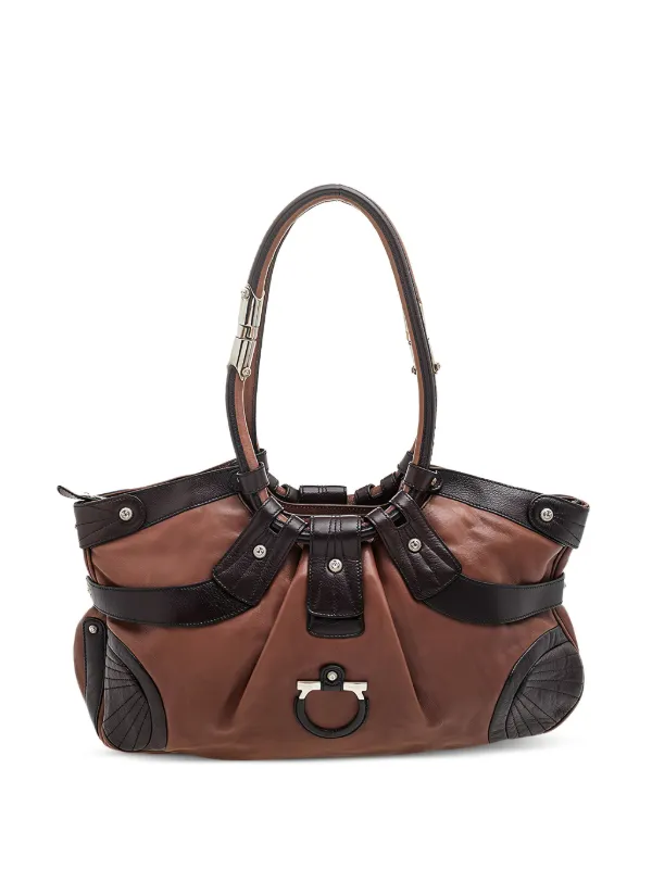 Ferragamo Pre-Owned ガンチーニ レザーショルダーバッグ | ブラウン 