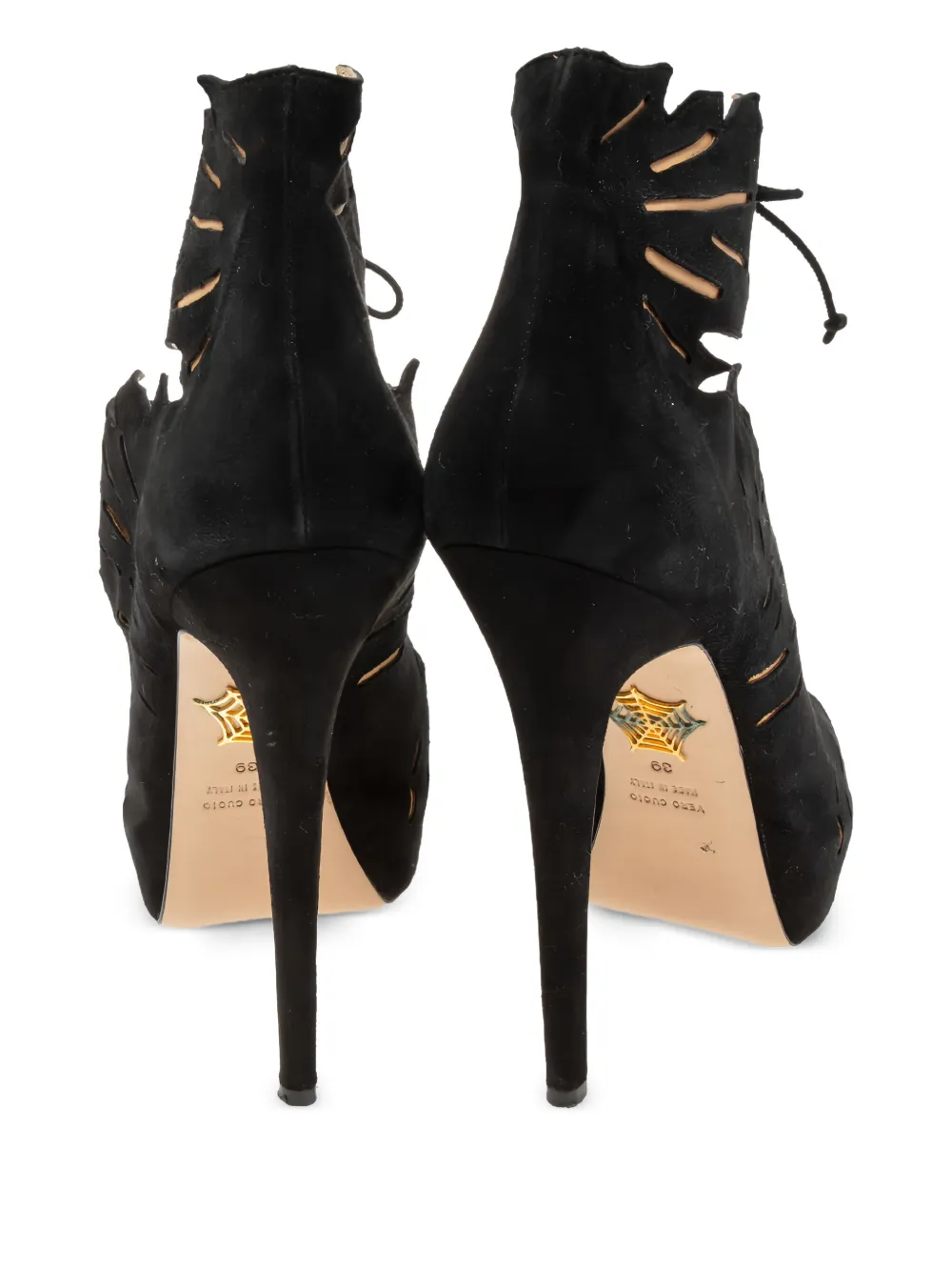 Charlotte Olympia Pre-owned 145 mm Eve Leaf suède sandalen met uitgesneden details - Zwart