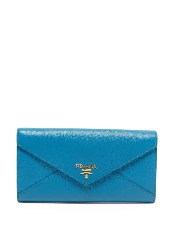 Prada Pre-Owned Leather Wallet Blue FARFETCH IN