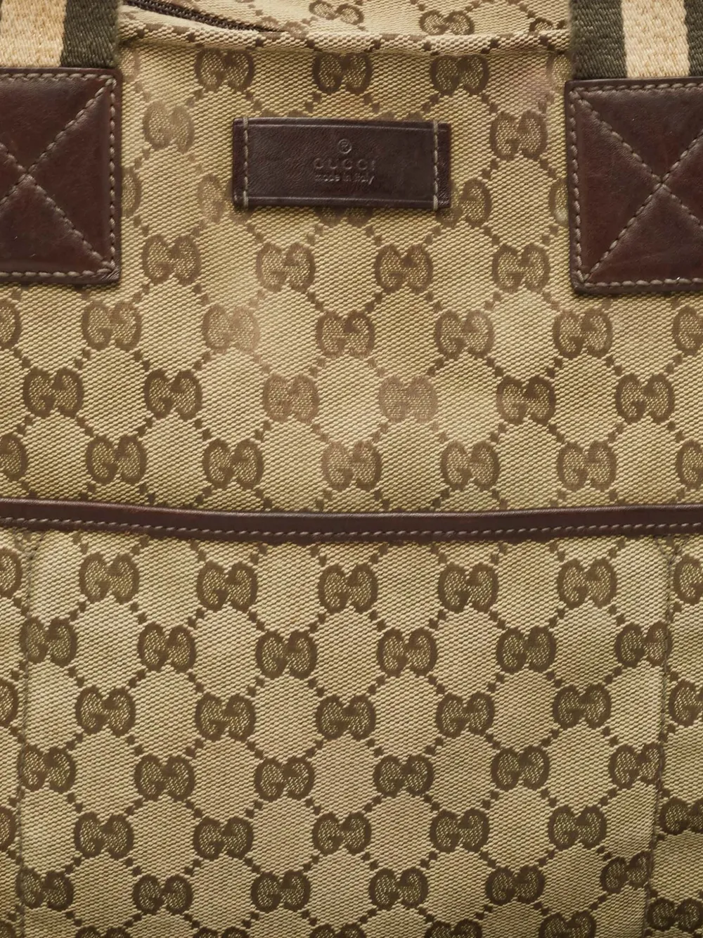 Pre-owned Gucci Gg Canvas Web Diapper Tote Bag