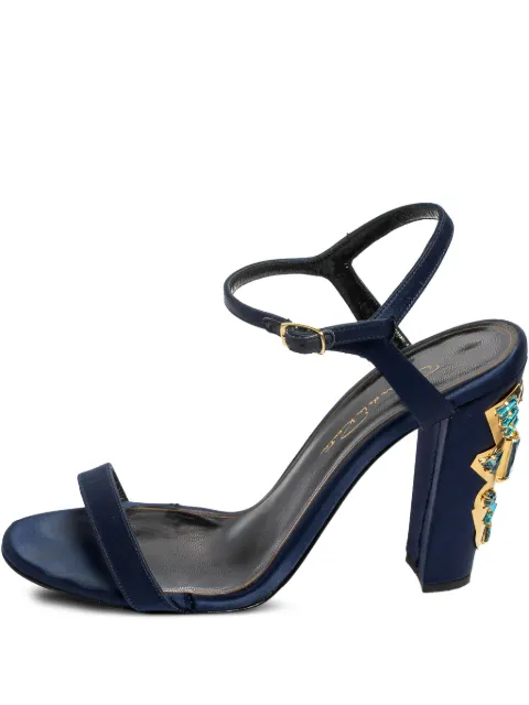 Oscar de la Renta Pre-Owned 105mm embellished block-heel sandals