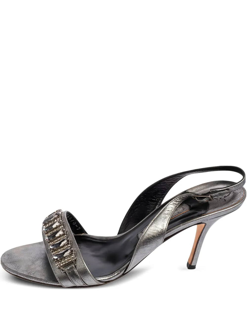 Gina 2024 pre-owned 90mm crystal-embellishment sandals | Silver | Image 1
