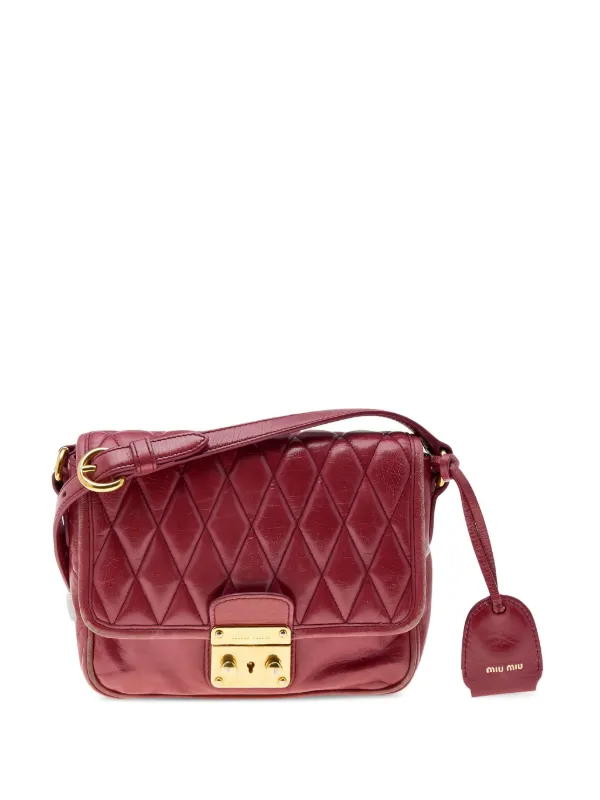 r*o様 miu miu たキルティング ショルダーバッグ レッド Miu Miu Pre-Owned キルティングレザー ショルダーバッグ | レッド