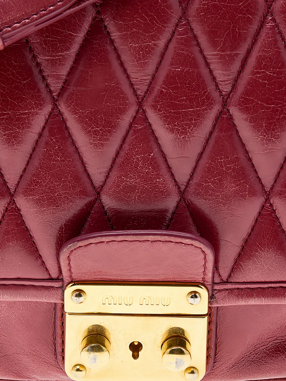 Pre-owned Miu Miu Quilted Leather Shoulder Bag In Red