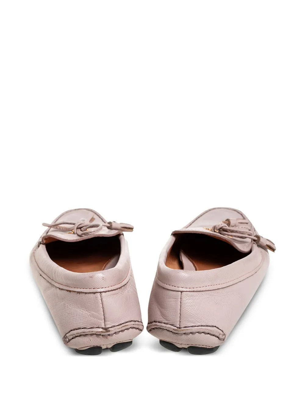 Prada Pre-Owned Leren loafers met strik - Beige