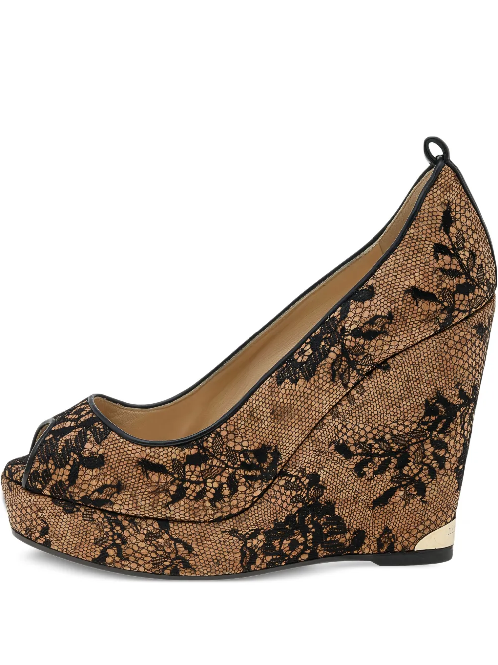 Pre-owned Jimmy Choo 10mm Lace Wedge Pumps