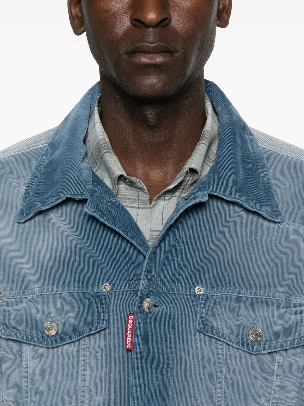 Dsquared2 Corduroy Button Jacket In Blue