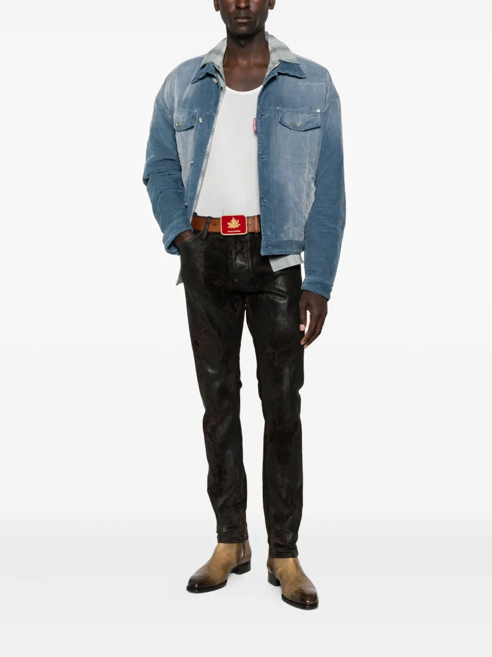 Dsquared2 Corduroy Button Jacket In Blue