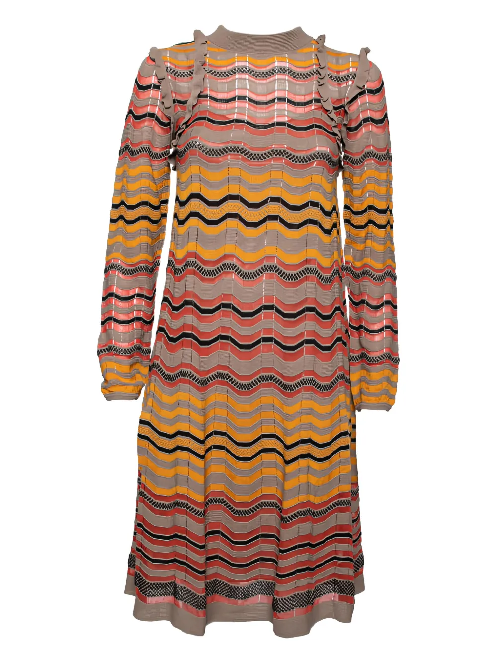 2023 wave ruffle midi dress