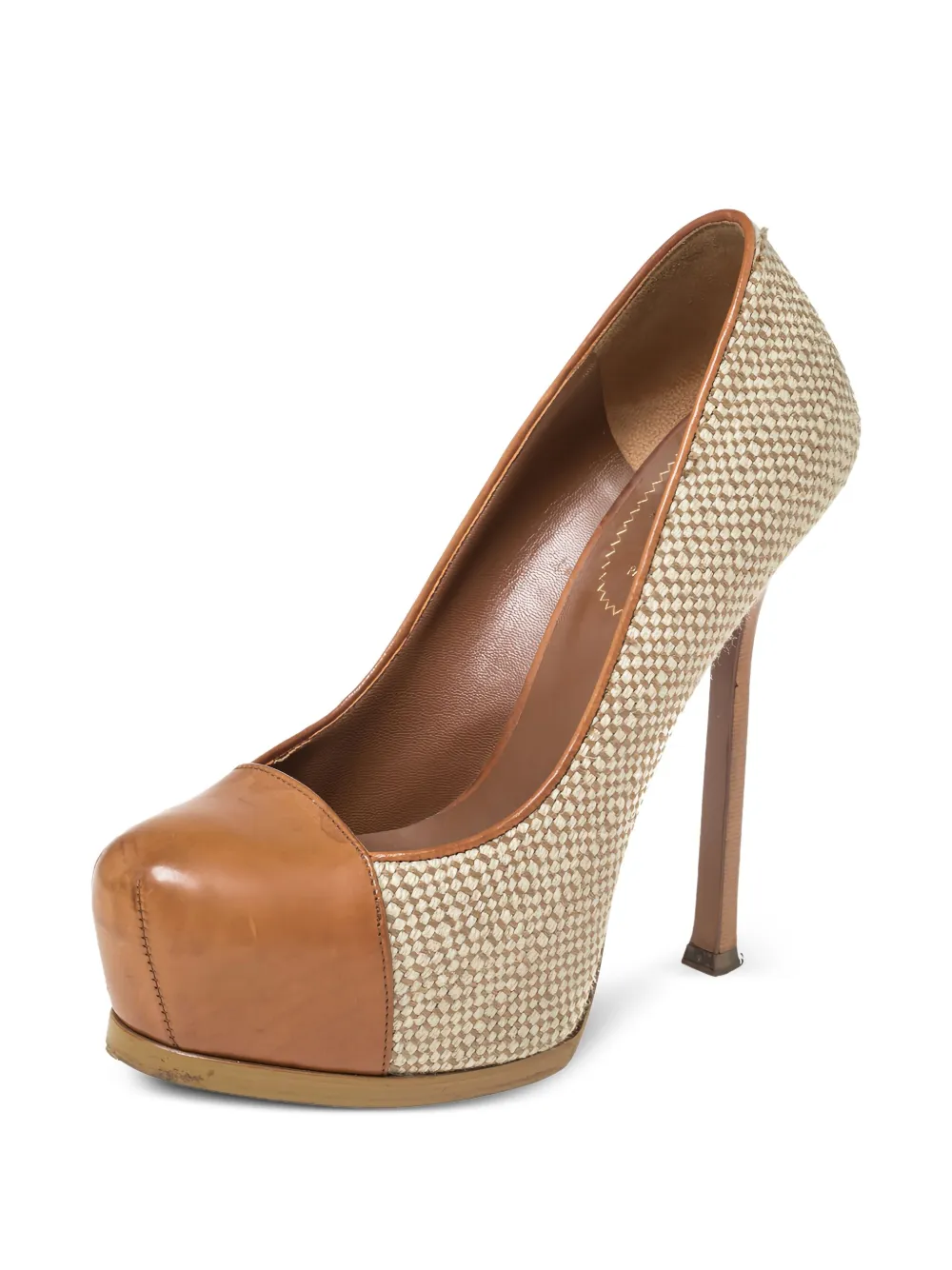 Saint Laurent Pre-Owned 140 mm Tribute pumps met plateauzool - Bruin