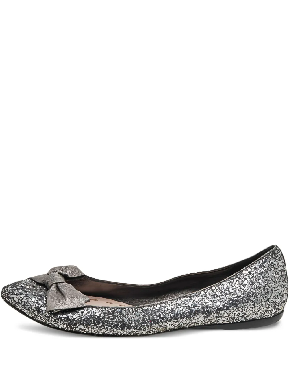 Pre-owned Miu Miu Glitter-embellished Ballet Flats
