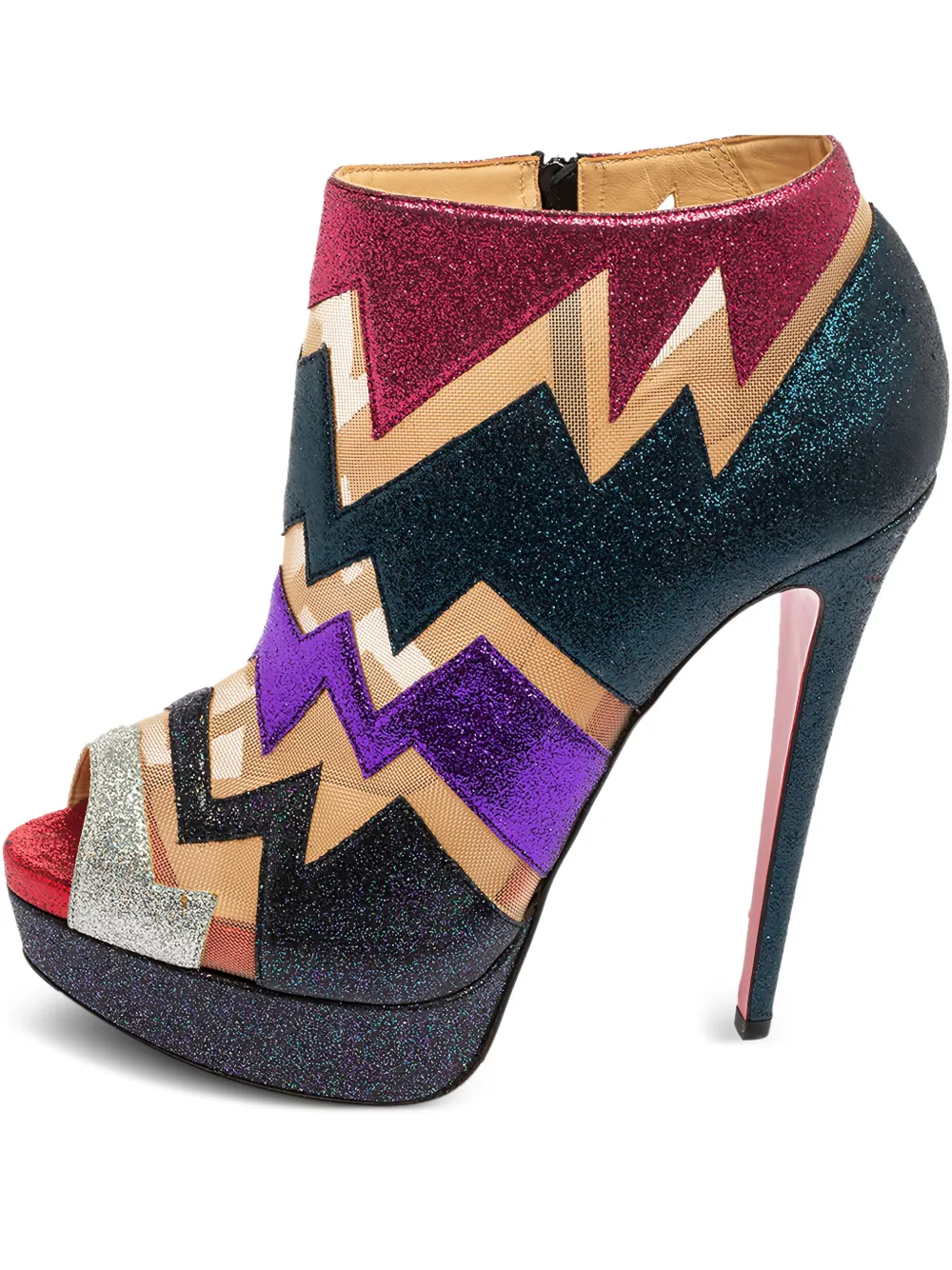 Christian Louboutin Pre-Owned 2024 zigzag glitter booties - ブルー Christian Louboutin Pre-Owned 2024 zigzag glitter booties - ブルー