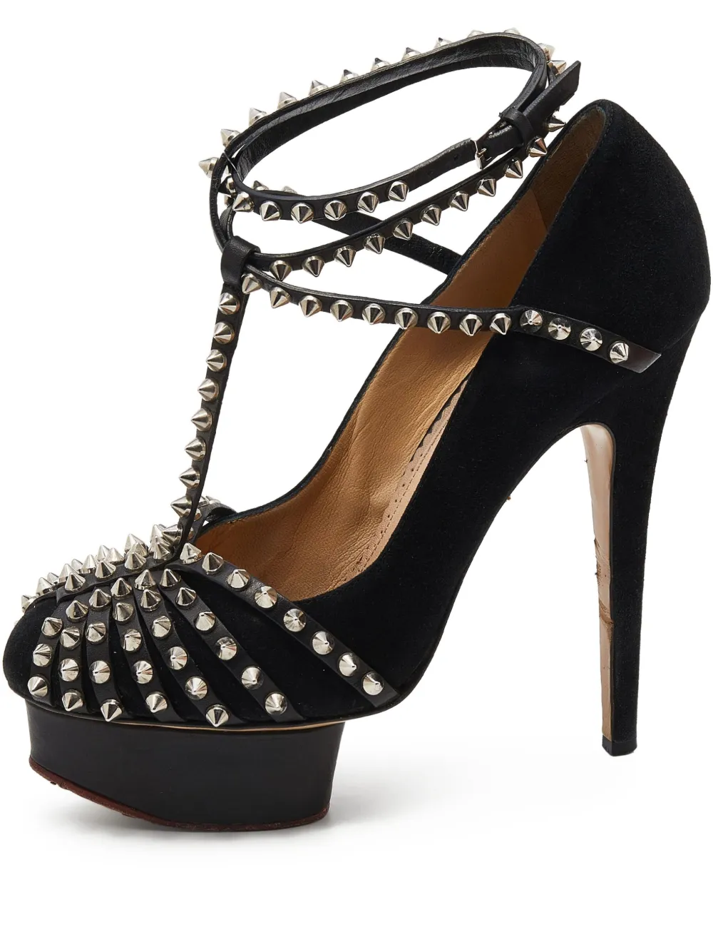 Pre-owned Charlotte Olympia  140mm Spike-embellished Pumps