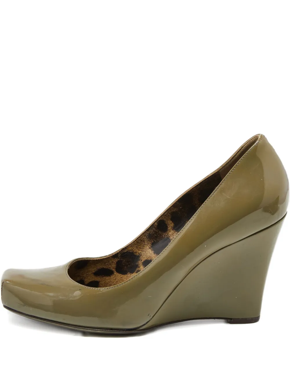 Pre-owned Dolce & Gabbana 80mm Patent Leather Wedge Pumps