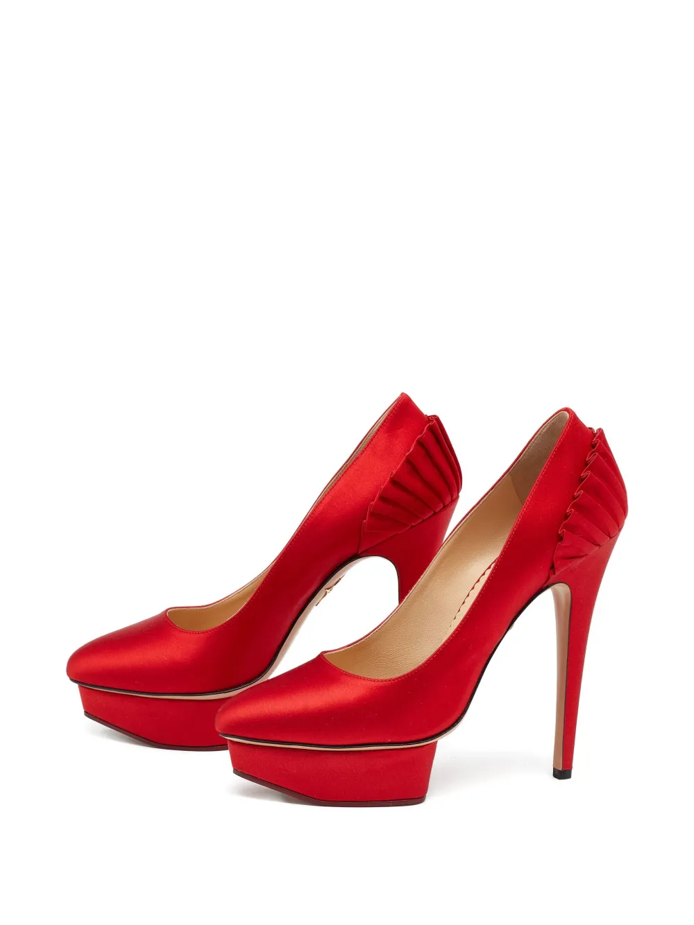 Charlotte Olympia 150mm pre-owned pleated-embellished platform pumps | Image 2
