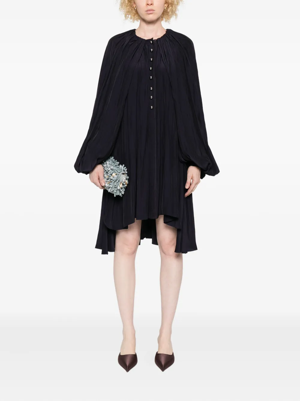 Lanvin pleated button-front mini dress - Paars