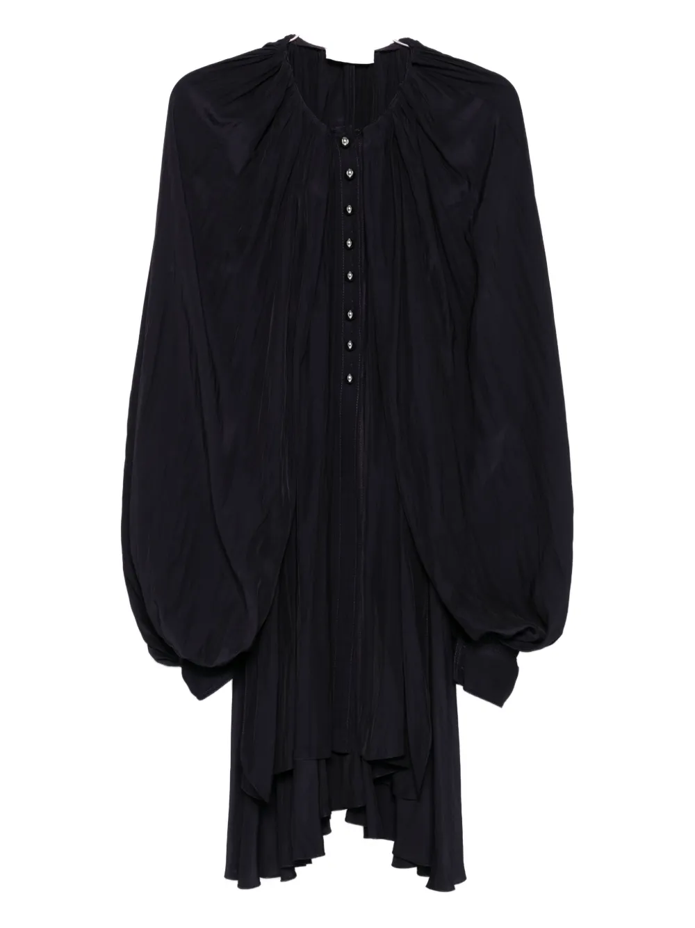 Lanvin Pleated Button-front Mini Dress In Gray