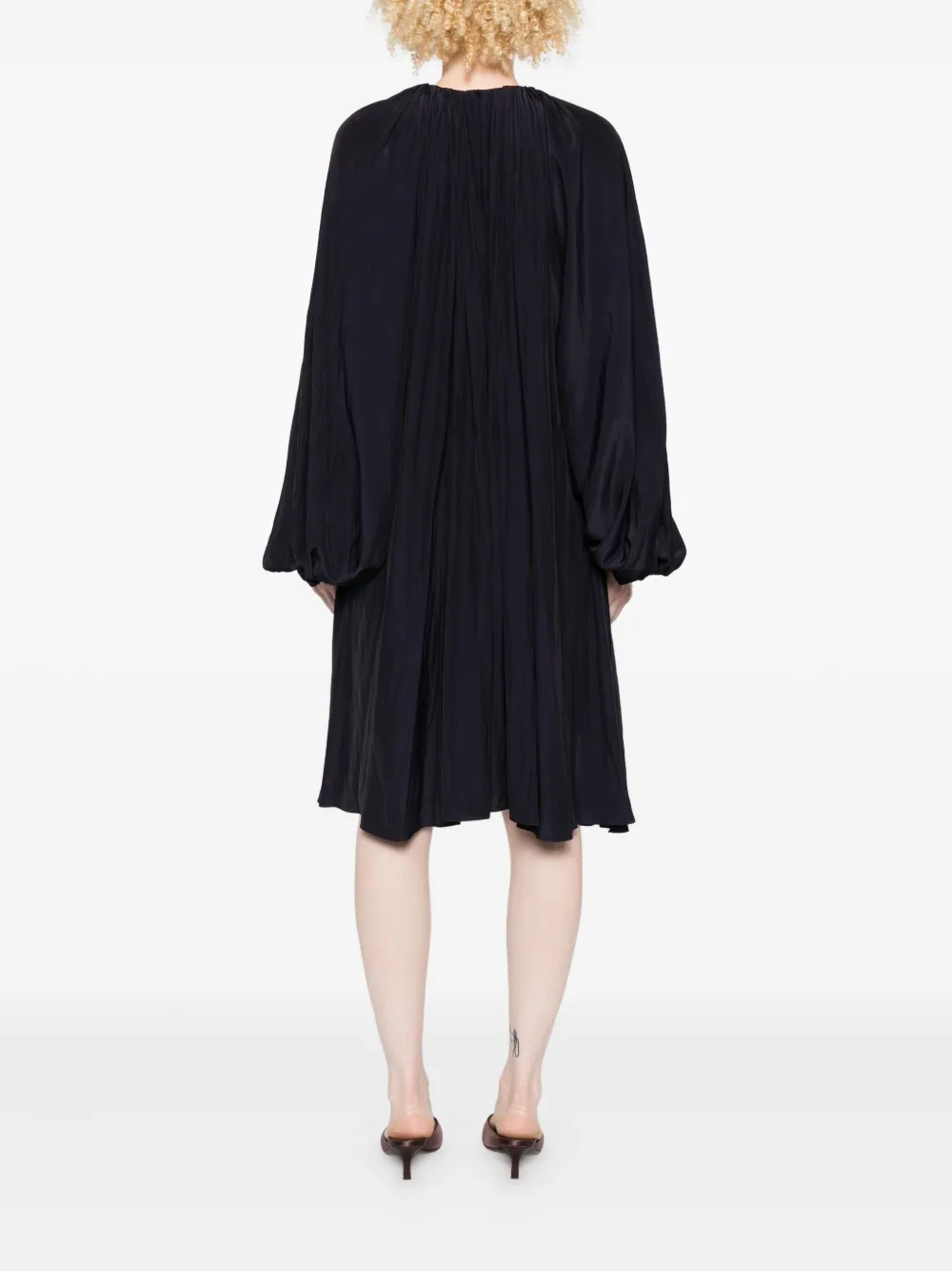 Lanvin Pleated Button-front Mini Dress In Gray