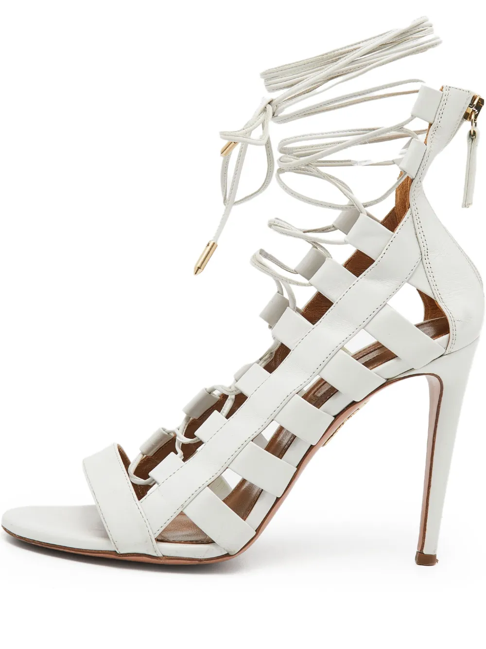 Aquazzura pre-owned 105mm leather sandals | White | Image 1
