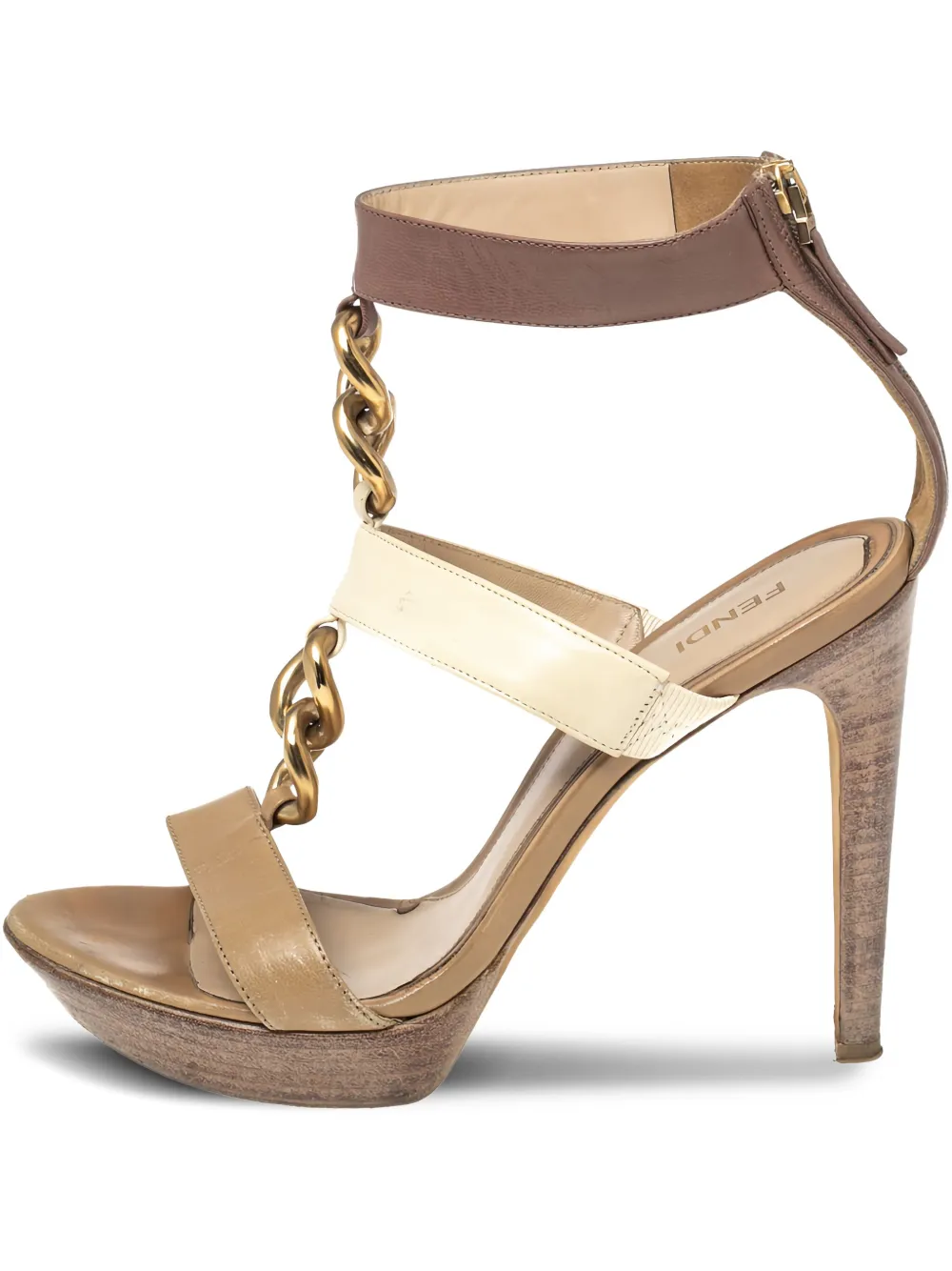 Fendi Pre-Owned 130mm chain-embellished platform sandals | Neutrals | Image 1