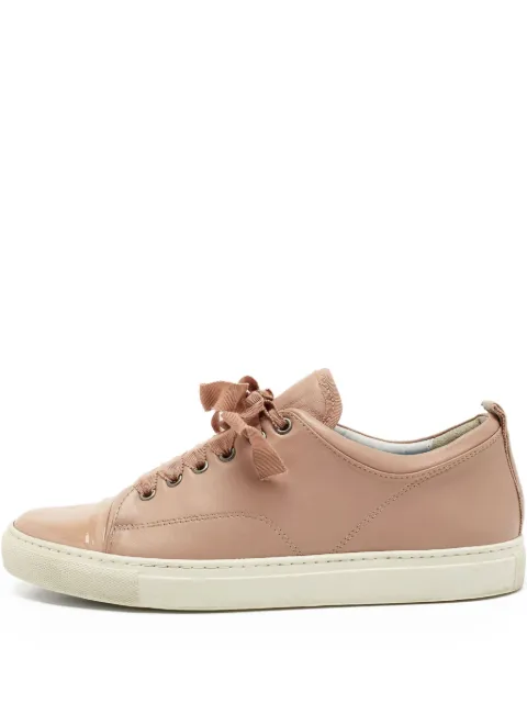 Lanvin Pre-Owned patent toe-capped lace-up sneakers