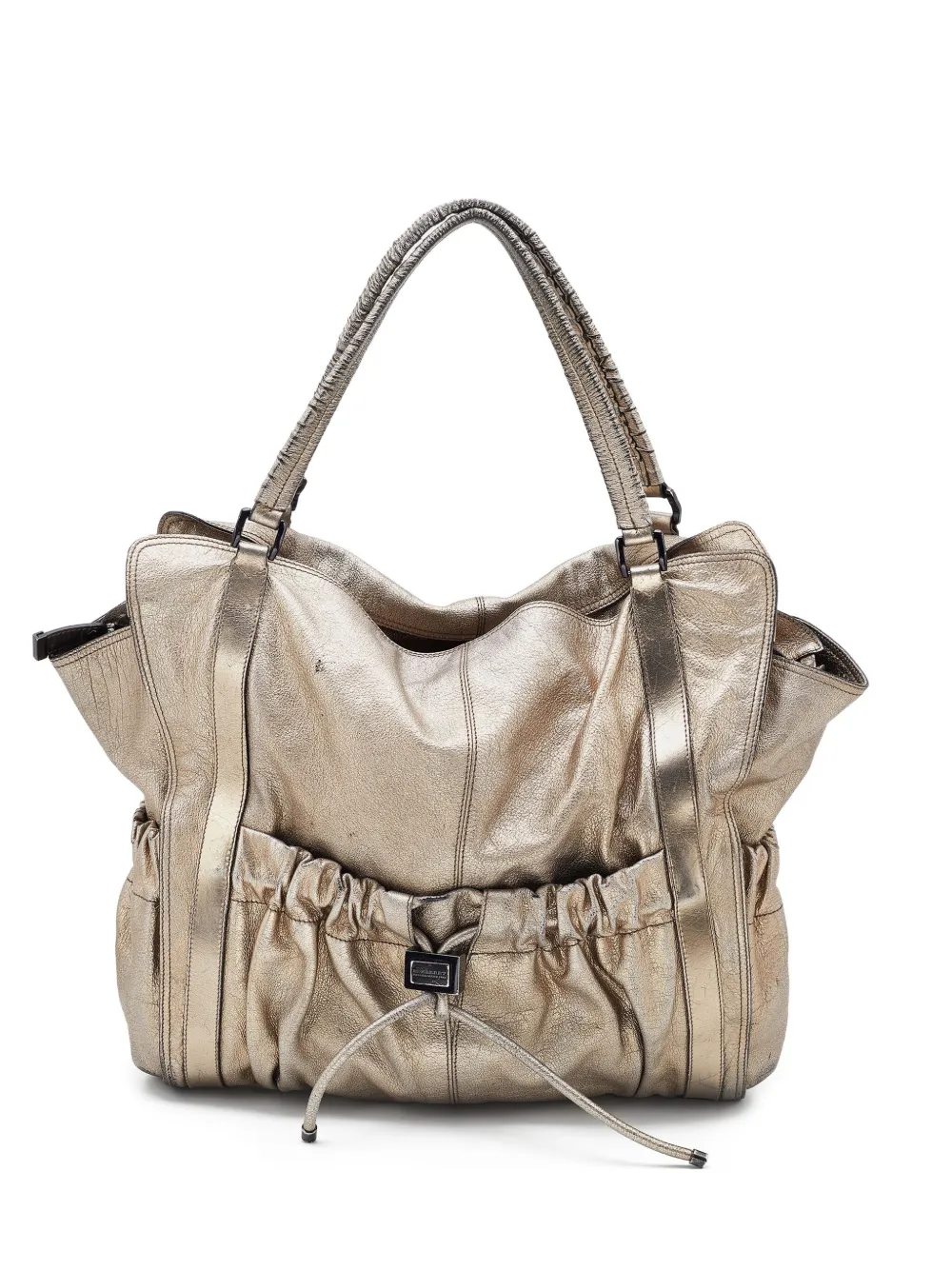 Pre-owned Burberry Warrior Leather Tote Bag In Gold