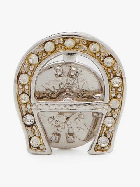 Aigner Vintage crystal-embellished horseshoe brooch