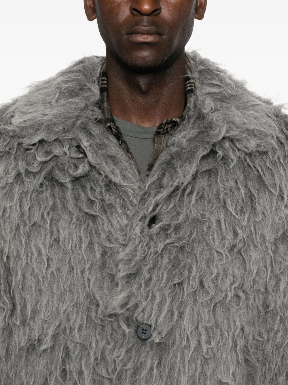 Diesel Jack van imitatiebont met knoopsluiting Grijs