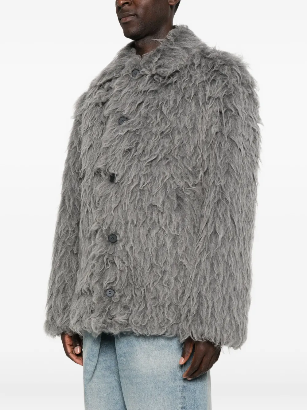 Diesel Jack van imitatiebont met knoopsluiting Grijs