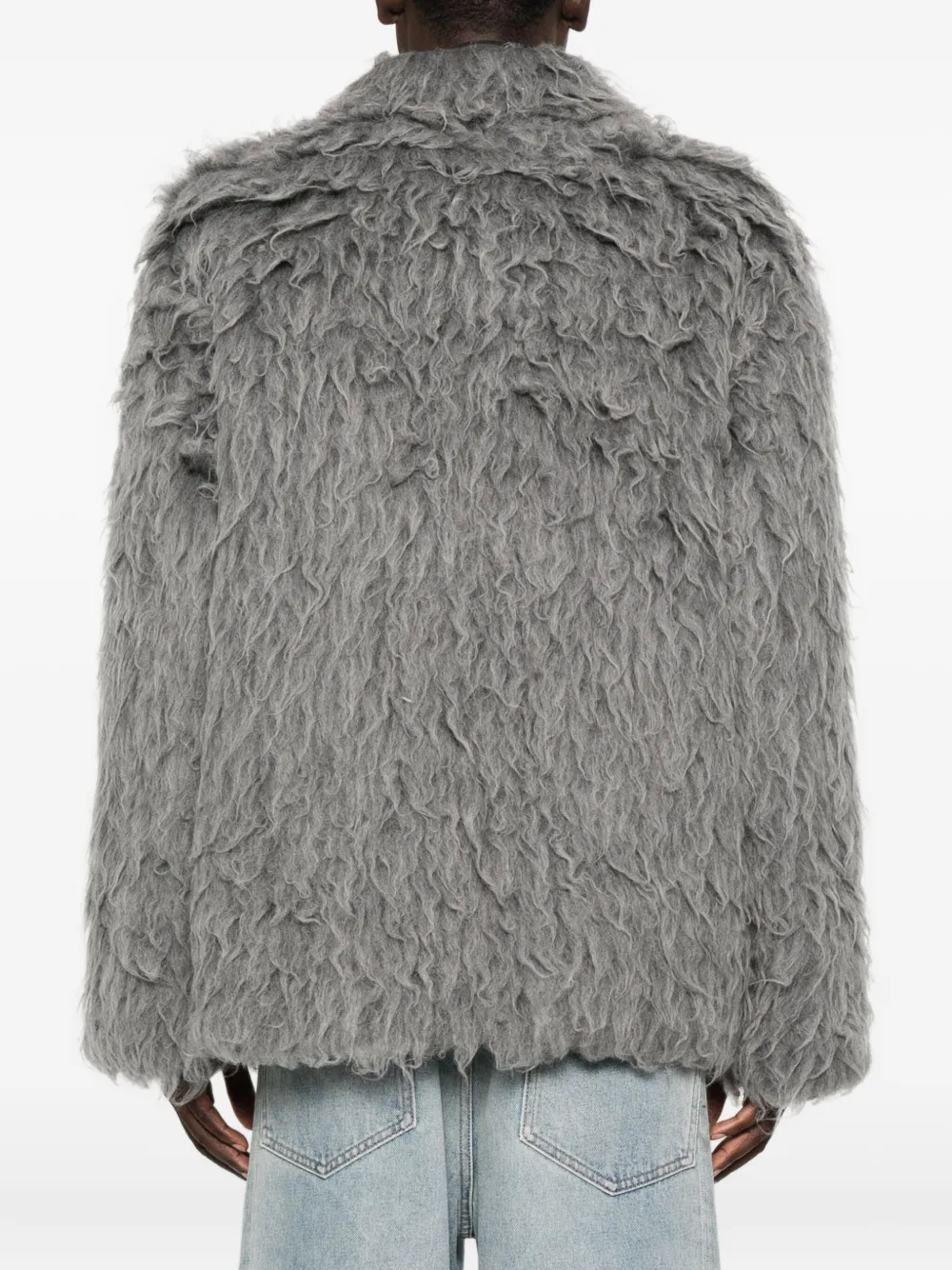 Diesel Jack van imitatiebont met knoopsluiting Grijs