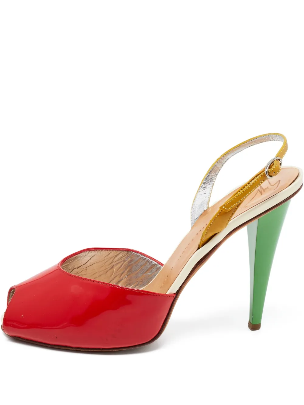 Giuseppe Zanotti Vintage プレオウンド カラーブロック サンダル 110mm - レッド Giuseppe Zanotti Vintage プレオウンド カラーブロック サンダル 110mm - レッド