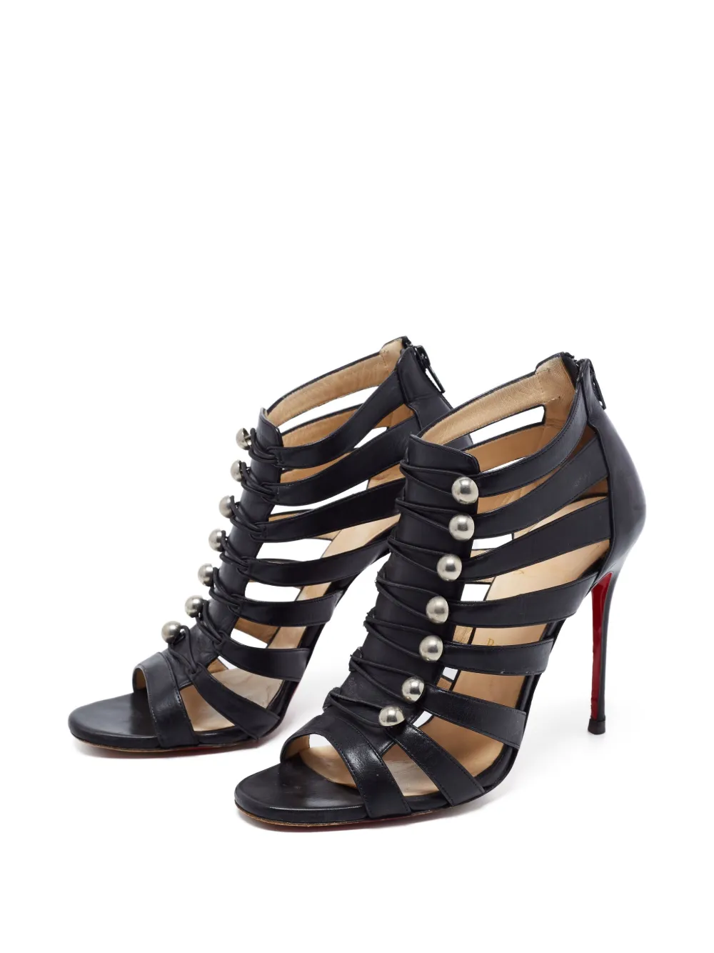 Christian Louboutin Pre-Owned Denis gekooide sandalen met hak - Zwart