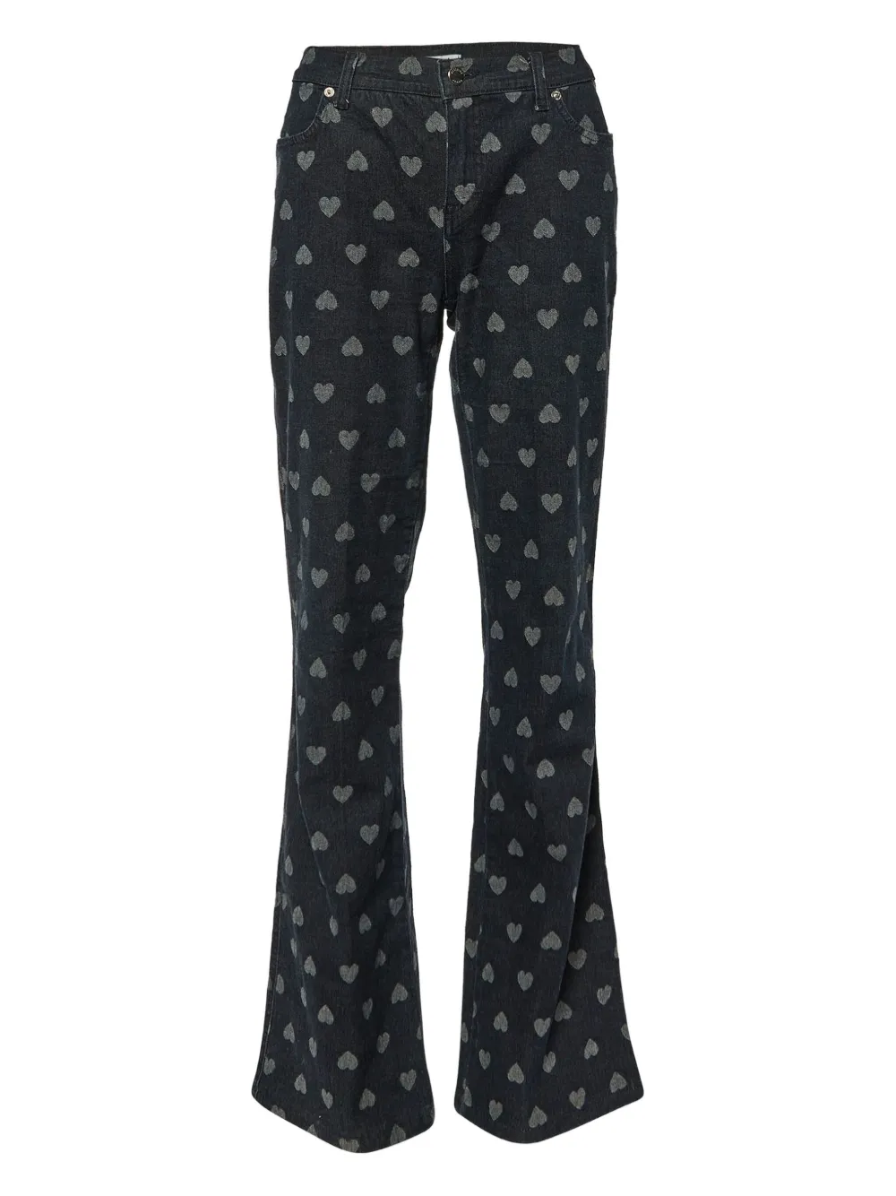 Moschino Pre-Owned heart-patterned flared jeans | Blue | Image 1