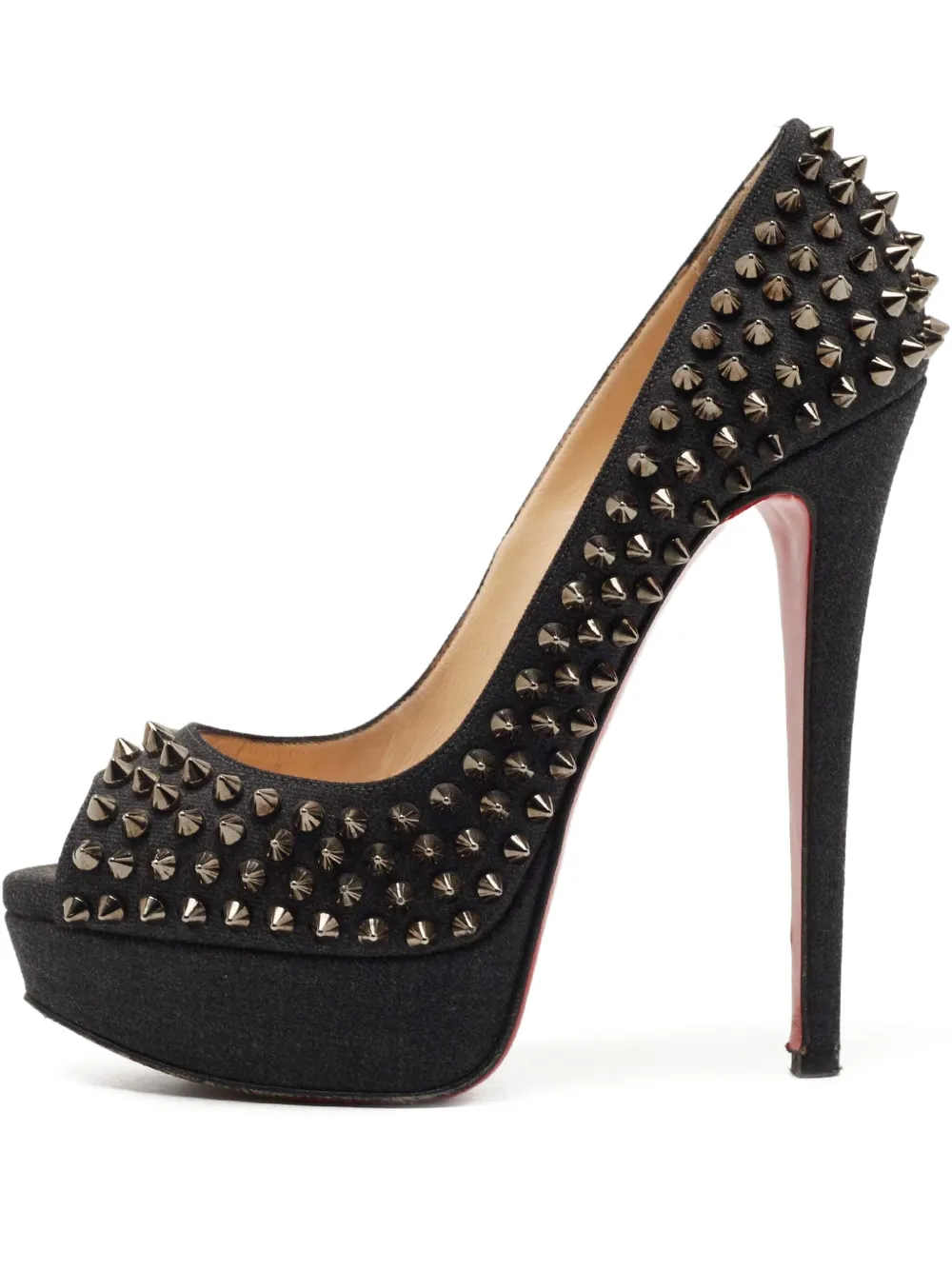 Christian Louboutin Pre-Owned 140mm Lady Peep Spike パンプス - グレー Christian Louboutin Pre-Owned 140mm Lady Peep Spike パンプス - グレー
