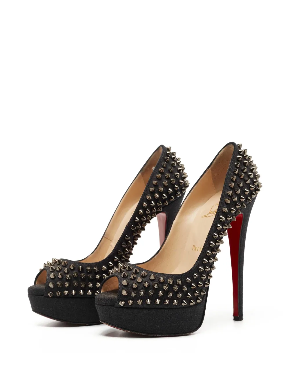 Christian Louboutin Pre-Owned 140 mm Lady Peep pumps met spikes - Grijs