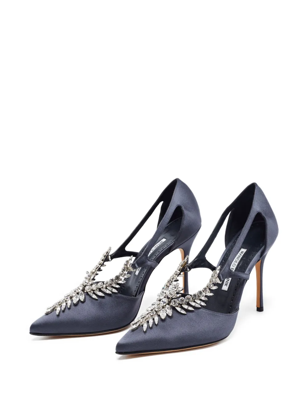 Manolo Blahnik Pre-Owned 랄라 크리스털 장식 포인티드 토 펌프스 110mm | Image 2