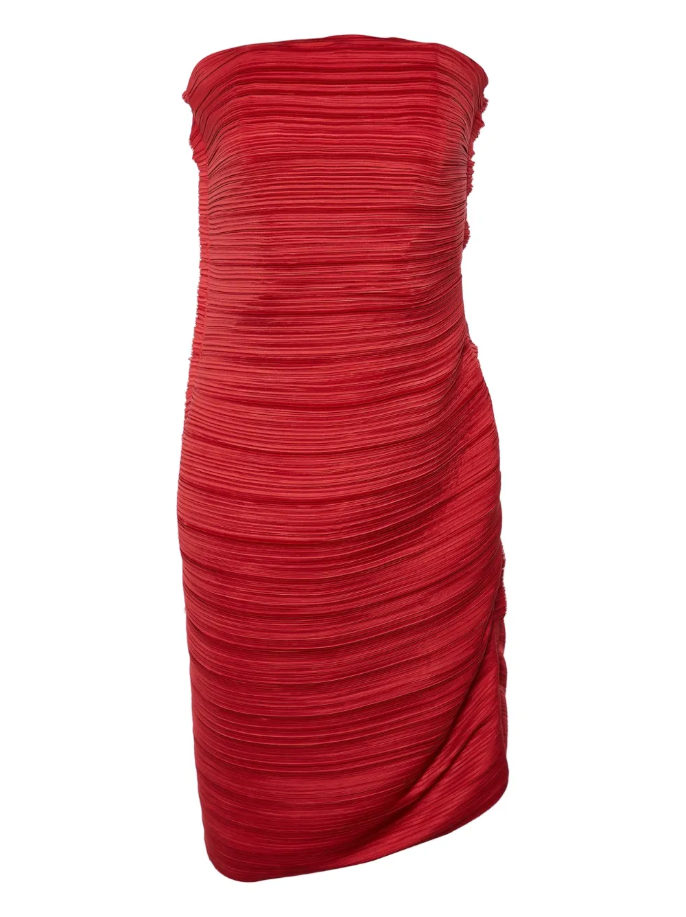 plissé strapless mini dress