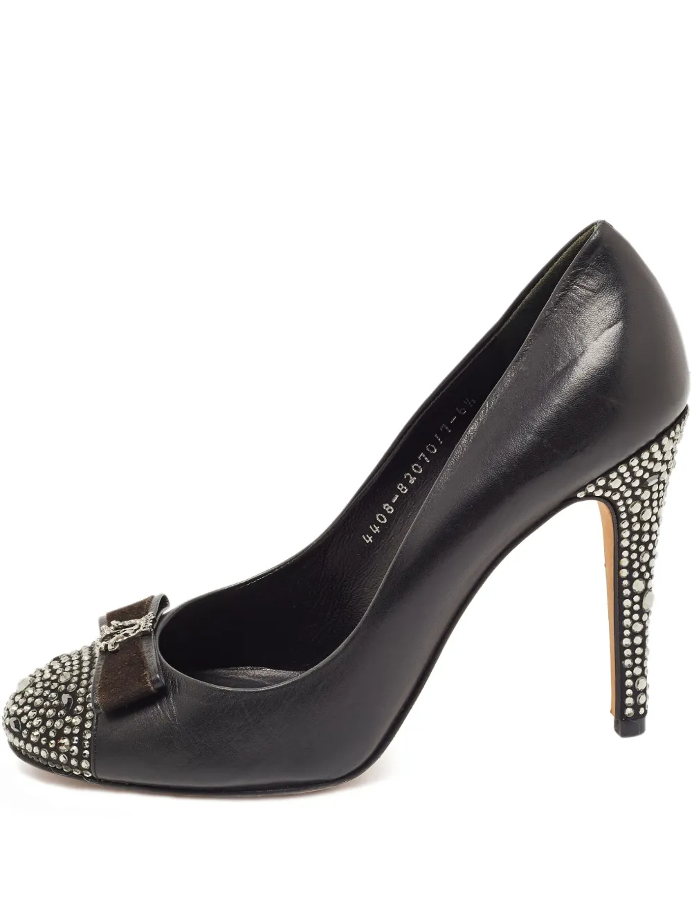 Gina pre-owned 110mm crystal-embellished leather pumps | Black | Image 1