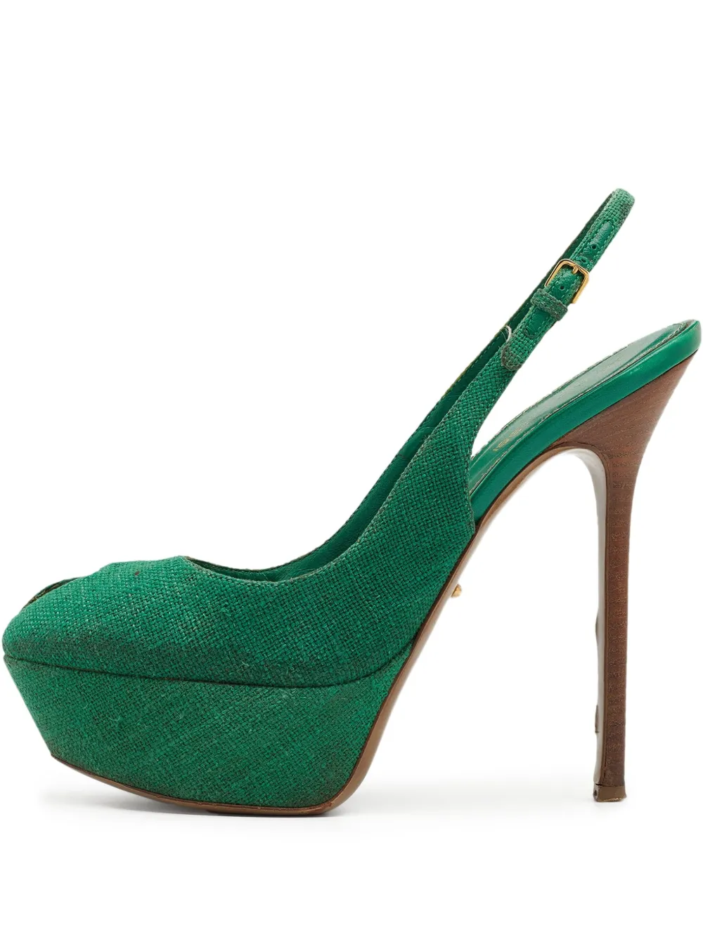 Sergio Rossi Vintage pre-owned peep-toe slingback sandals | Green | Image 1