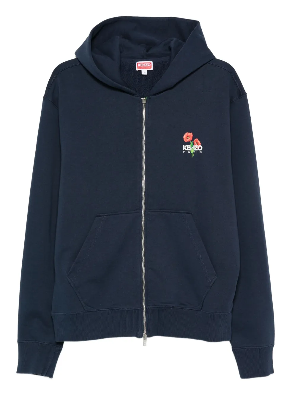 Kenzo floral-embroidered zip-up hoodie Blauw