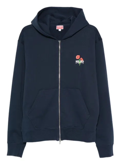 Kenzo floral-embroidered zip-up hoodie