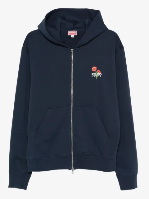 Kenzo худи на молнии с цветочной вышивкой